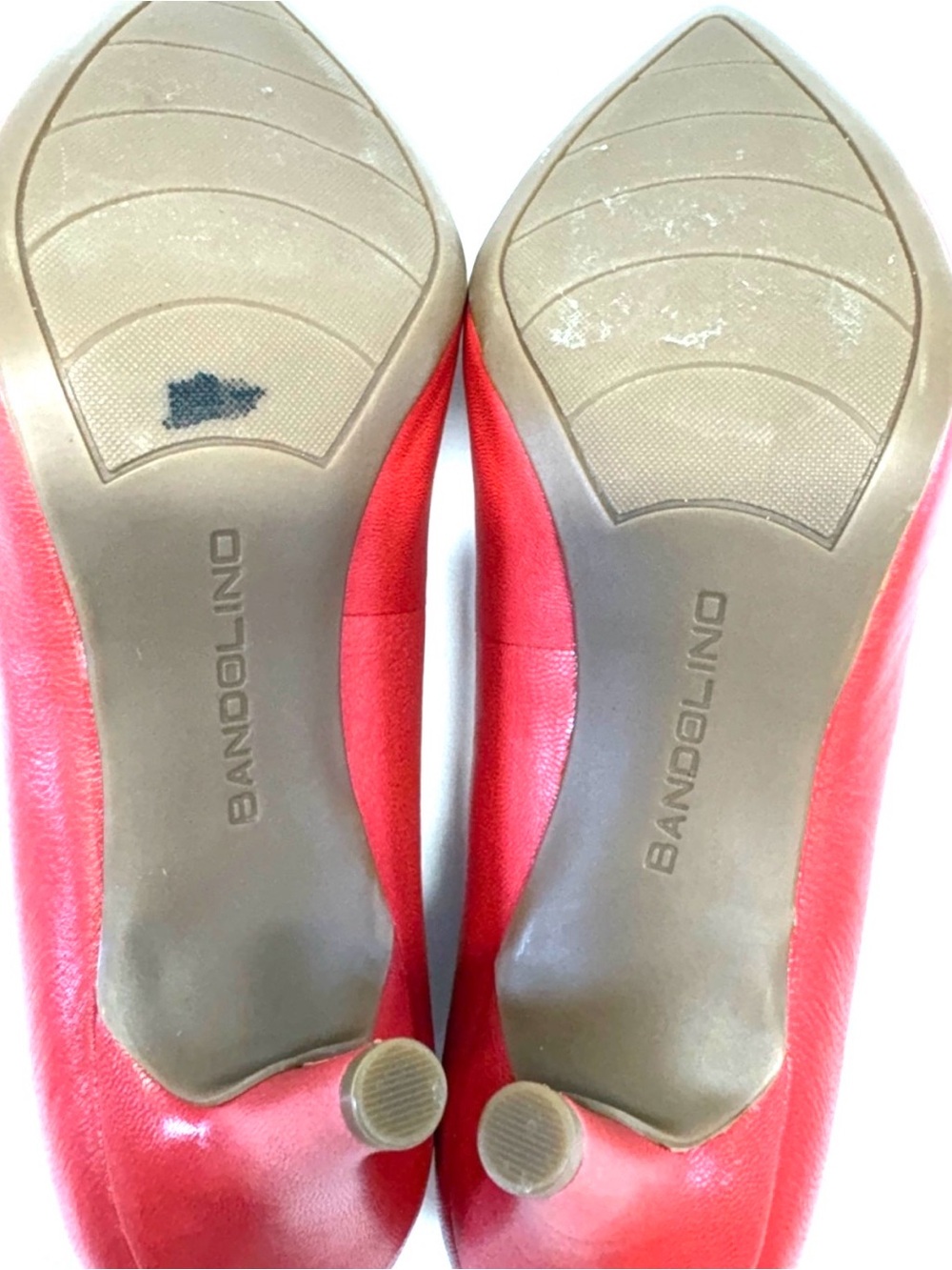 NEW Bandolino Red Genuine Leather Pointed Toe Pumps - 8.5M - Picture 6 of 10